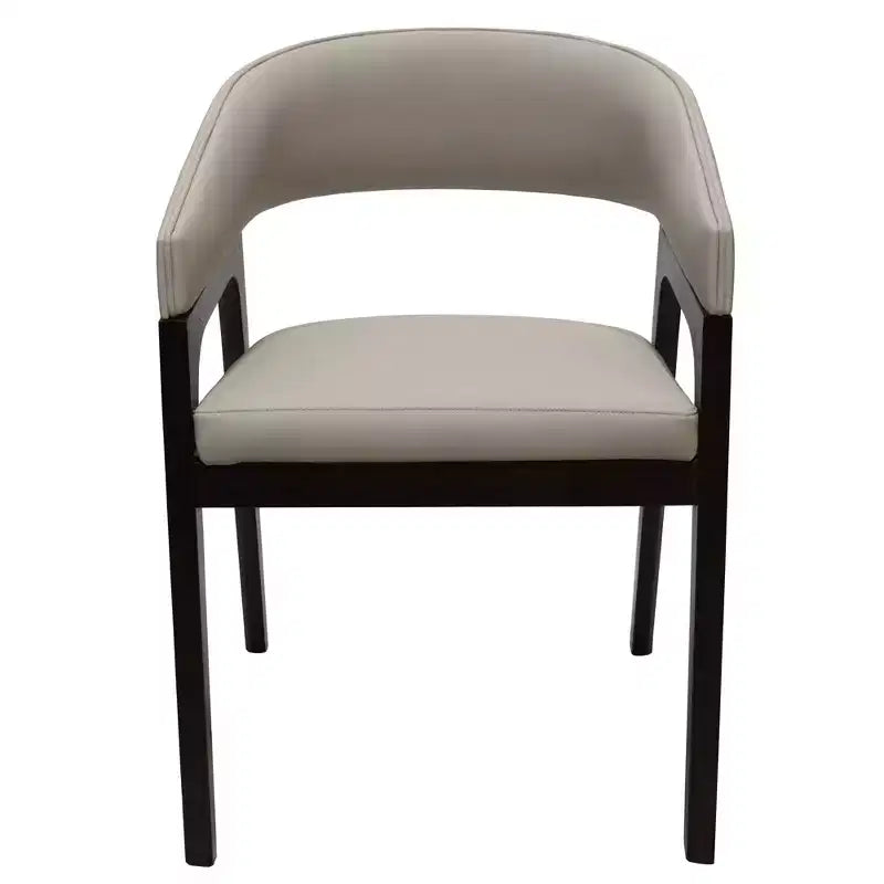 LeisureMod Cali U-Shaped Dining Arm Chairs, Set of 2, Leather Upholstery with Open-Back Design for Modern Kitchen, Dining Room, Cafe, Bistro