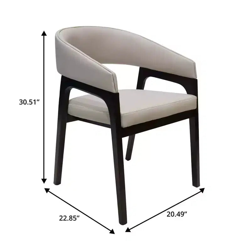 LeisureMod Cali U-Shaped Dining Arm Chairs, Set of 2, Leather Upholstery with Open-Back Design for Modern Kitchen, Dining Room, Cafe, Bistro