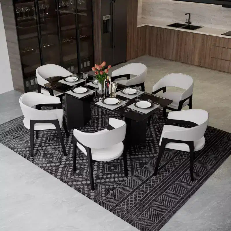 LeisureMod Cali U-Shaped Dining Arm Chairs, Set of 2, Leather Upholstery with Open-Back Design for Modern Kitchen, Dining Room, Cafe, Bistro