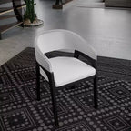 LeisureMod Cali U-Shaped Dining Arm Chairs, Set of 2, Leather Upholstery with Open-Back Design for Modern Kitchen, Dining Room, Cafe, Bistro