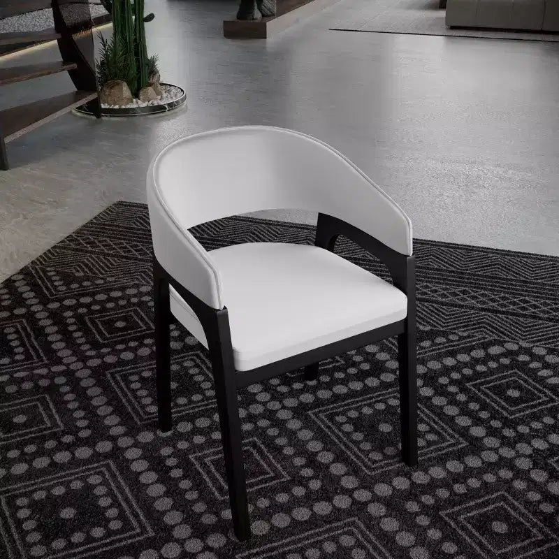 LeisureMod Cali U-Shaped Dining Arm Chairs, Set of 2, Leather Upholstery with Open-Back Design for Modern Kitchen, Dining Room, Cafe, Bistro