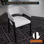 LeisureMod Cali U-Shaped Dining Arm Chairs, Set of 2, Leather Upholstery with Open-Back Design for Modern Kitchen, Dining Room, Cafe, Bistro
