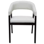 LeisureMod Cali U-Shaped Dining Arm Chairs, Set of 2, Leather Upholstery with Open-Back Design for Modern Kitchen, Dining Room, Cafe, Bistro