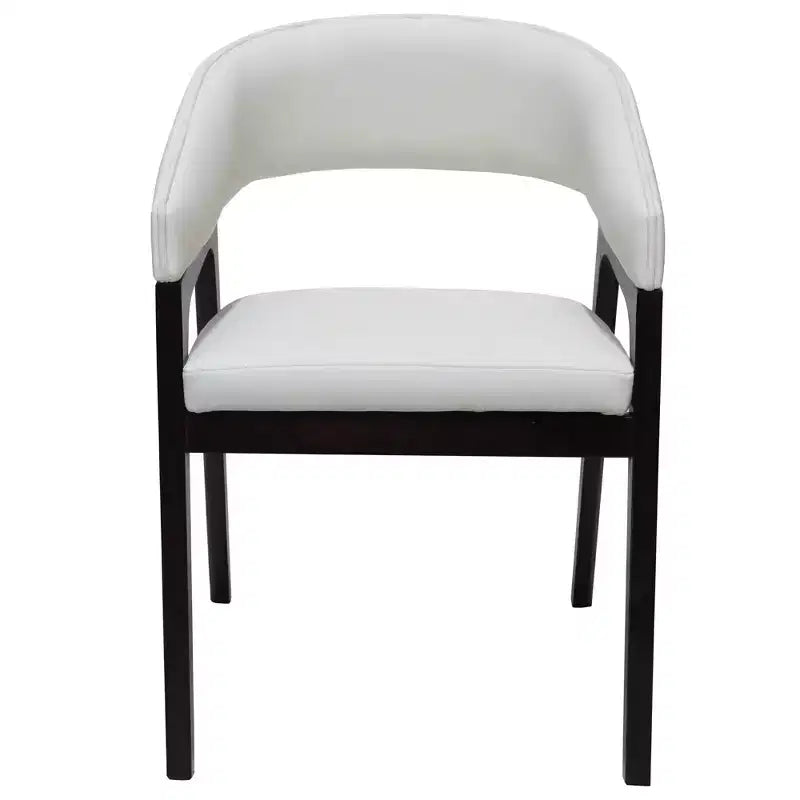 LeisureMod Cali U-Shaped Dining Arm Chairs, Set of 2, Leather Upholstery with Open-Back Design for Modern Kitchen, Dining Room, Cafe, Bistro