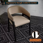LeisureMod Cali U-Shaped Dining Arm Chairs, Set of 2, Leather Upholstery with Open-Back Design for Modern Kitchen, Dining Room, Cafe, Bistro