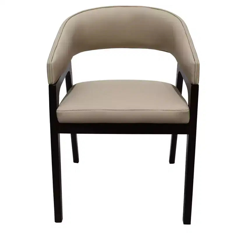LeisureMod Cali U-Shaped Dining Arm Chairs, Set of 2, Leather Upholstery with Open-Back Design for Modern Kitchen, Dining Room, Cafe, Bistro