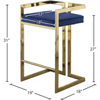 Meridian Furniture,Ezra Navy Velvet Stool, Set of 2