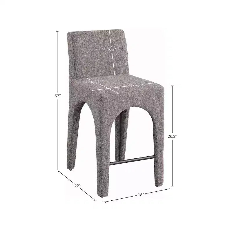 Meridian Furniture,Gramercy Brown Linen Textured Fabric Stool