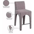 Meridian Furniture,Gramercy Brown Linen Textured Fabric Stool