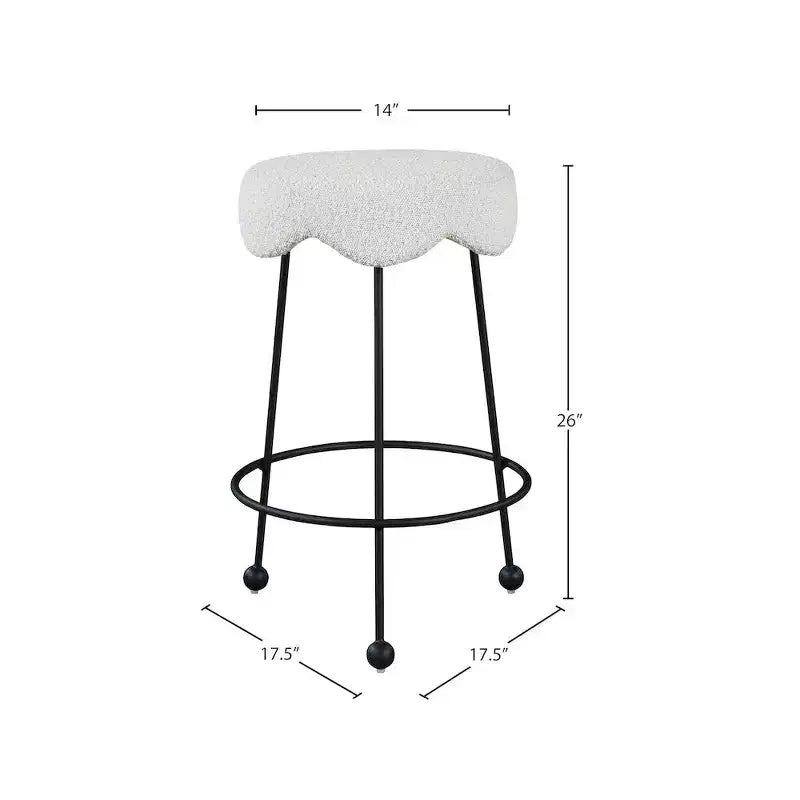 Meridian Furniture,Fleur Cream Fabric Counter Stool