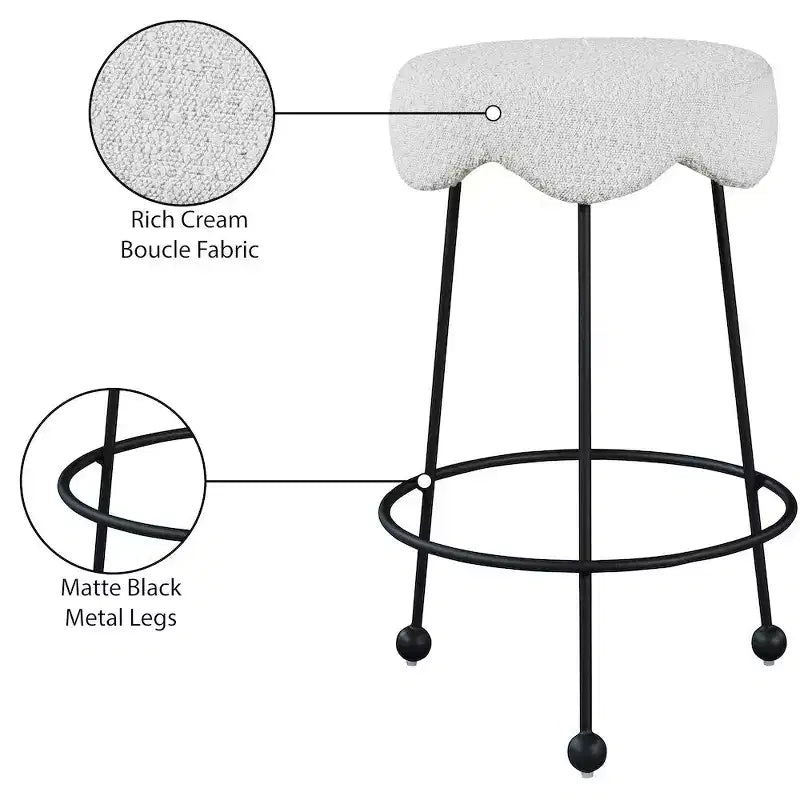 Meridian Furniture,Fleur Cream Fabric Counter Stool