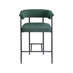 Meridian Furniture,Malin Green Boucle Fabric Counter Stool, Set of 2