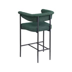 Meridian Furniture,Malin Green Boucle Fabric Counter Stool, Set of 2