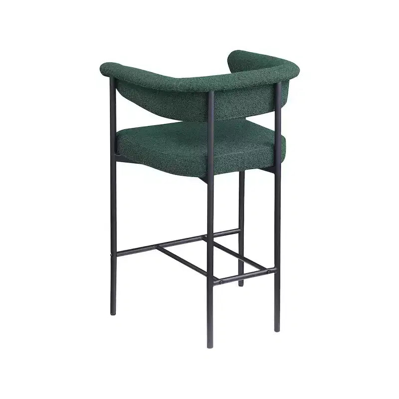 Meridian Furniture,Malin Green Boucle Fabric Counter Stool, Set of 2