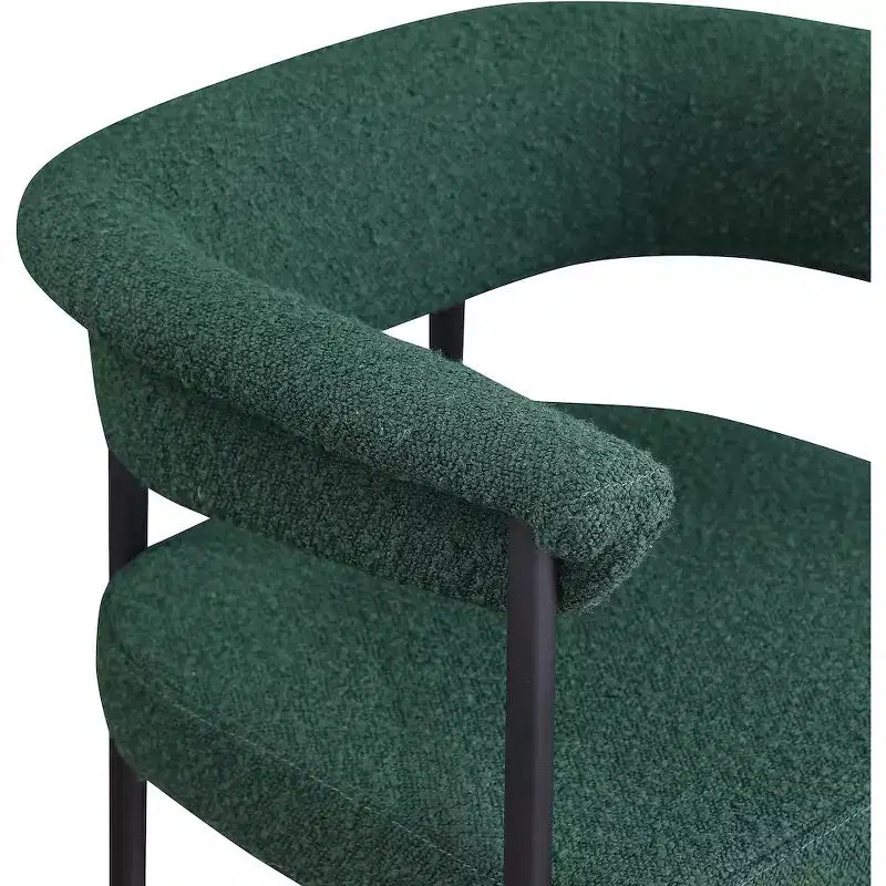 Meridian Furniture,Malin Green Boucle Fabric Counter Stool, Set of 2
