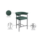 Meridian Furniture,Malin Green Boucle Fabric Counter Stool, Set of 2