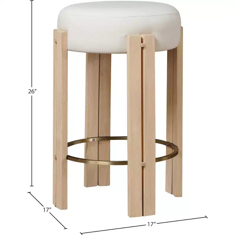 Meridian Furniture,Harrison Cream Vegan Leather Counter Stool