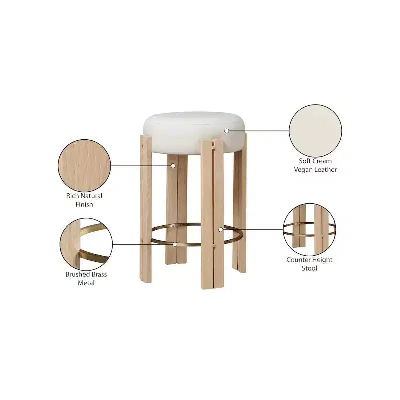 Meridian Furniture,Harrison Cream Vegan Leather Counter Stool