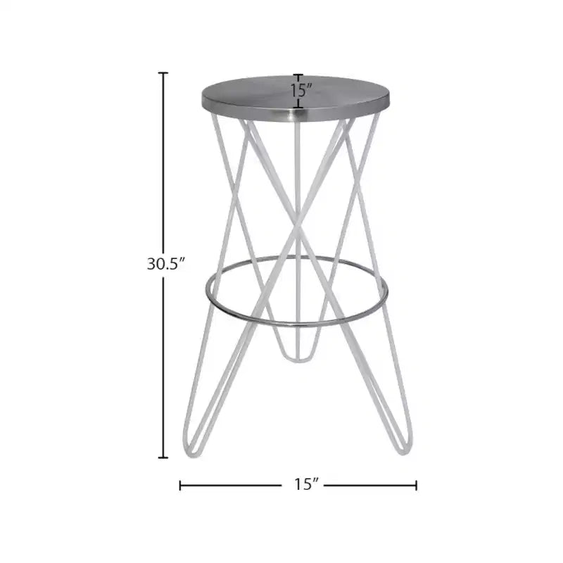 Meridian Furniture,Mercury White Iron Bar Stool