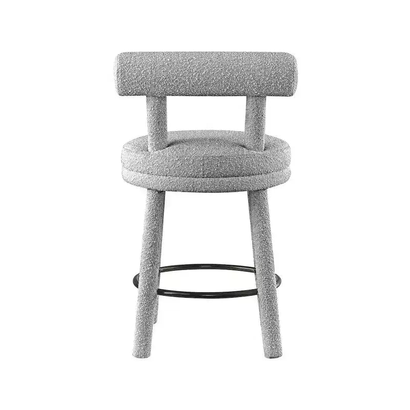 Meridian Furniture,Parlor Grey Boucle Fabric Stool, Set of 2