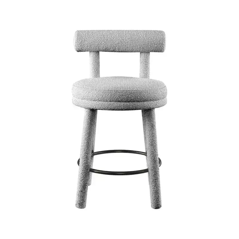 Meridian Furniture,Parlor Grey Boucle Fabric Stool, Set of 2