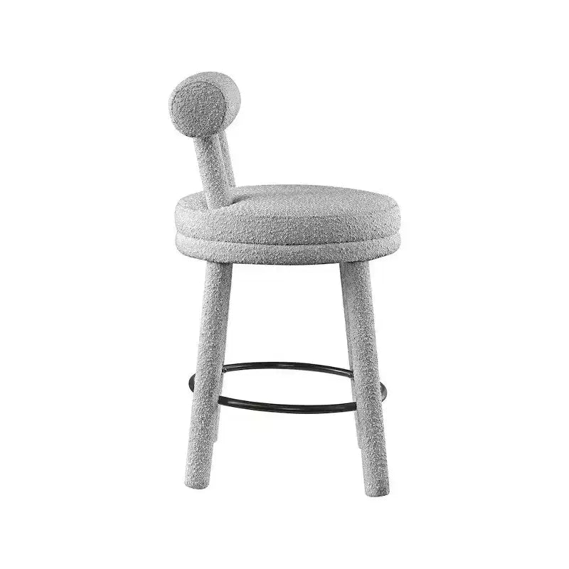 Meridian Furniture,Parlor Grey Boucle Fabric Stool, Set of 2
