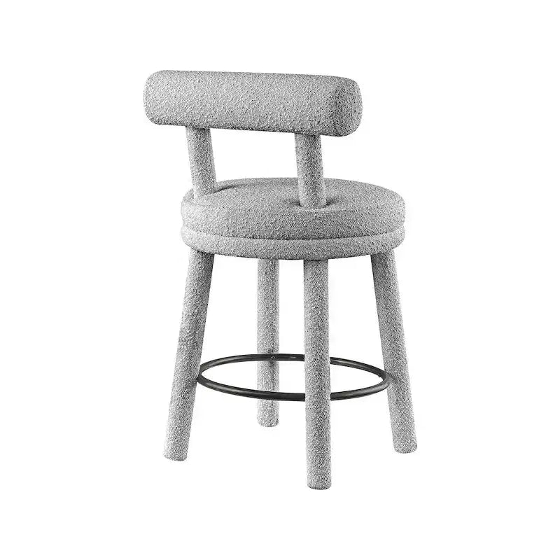 Meridian Furniture,Parlor Grey Boucle Fabric Stool, Set of 2