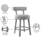 Meridian Furniture,Parlor Grey Boucle Fabric Stool, Set of 2