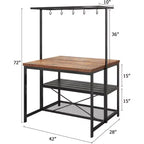 TROPOW Large Kitchen Island Bakers Rack Microwave Oven Stand Kitchen Shelf with 3 Tier Storage, Metal Coffee Bar Table, for Dining Living Room