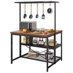 TROPOW Large Kitchen Island Bakers Rack Microwave Oven Stand Kitchen Shelf with 3 Tier Storage, Metal Coffee Bar Table, for Dining Living Room
