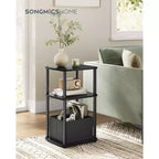 3-Tier End Table with Fabric Basket, Steel Frame Nightstand, Toolless Assembly Storage Side Table for Bedroom, Living Room, Modern Design