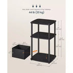 3-Tier End Table with Fabric Basket, Steel Frame Nightstand, Toolless Assembly Storage Side Table for Bedroom, Living Room, Modern Design