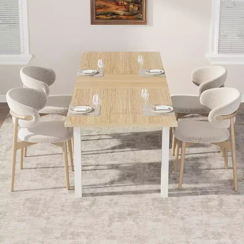 CuisinSmart Dining Table, 63 Large Extendable Dining Room Table, Kitchen Table (Only Table)