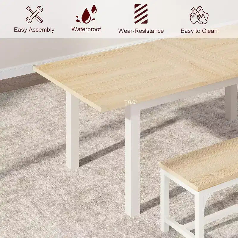 CuisinSmart Dining Table, 63 Large Extendable Dining Room Table, Kitchen Table (Only Table)