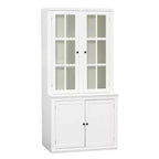 Merax Farmhouse-Inspired Freestanding Display Cabinet with Glass Doors & Storage