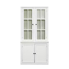 Merax Farmhouse-Inspired Freestanding Display Cabinet with Glass Doors & Storage