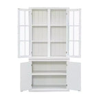 Merax Farmhouse-Inspired Freestanding Display Cabinet with Glass Doors & Storage