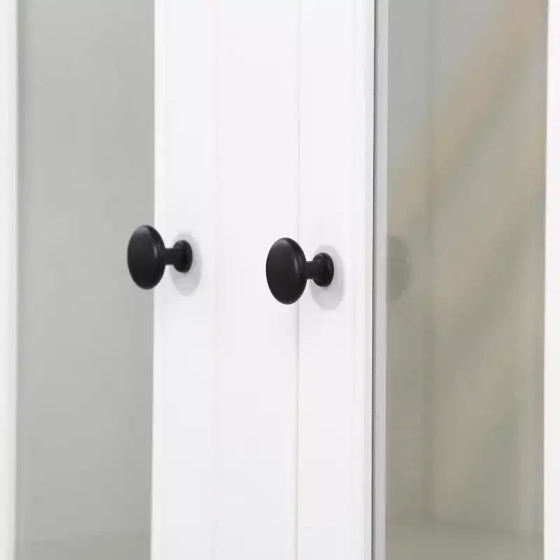 Merax Farmhouse-Inspired Freestanding Display Cabinet with Glass Doors & Storage