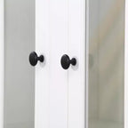 Merax Farmhouse-Inspired Freestanding Display Cabinet with Glass Doors & Storage