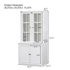 Merax Farmhouse-Inspired Freestanding Display Cabinet with Glass Doors & Storage