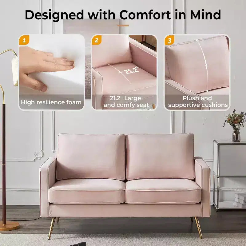 VINGLI 56 Modern Loveseat,Small Sofa Couch Deep Seat for Living Room,2-Seater Loveseat Sofa