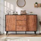 51.2 Sideboard Buffet Cabinet, Entryway Coffee Bar Cabinet with 3 Drawers, Wooden Media Console Table, Kitchen Pantry Cabinet for Living Room