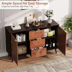 51.2 Sideboard Buffet Cabinet, Entryway Coffee Bar Cabinet with 3 Drawers, Wooden Media Console Table, Kitchen Pantry Cabinet for Living Room