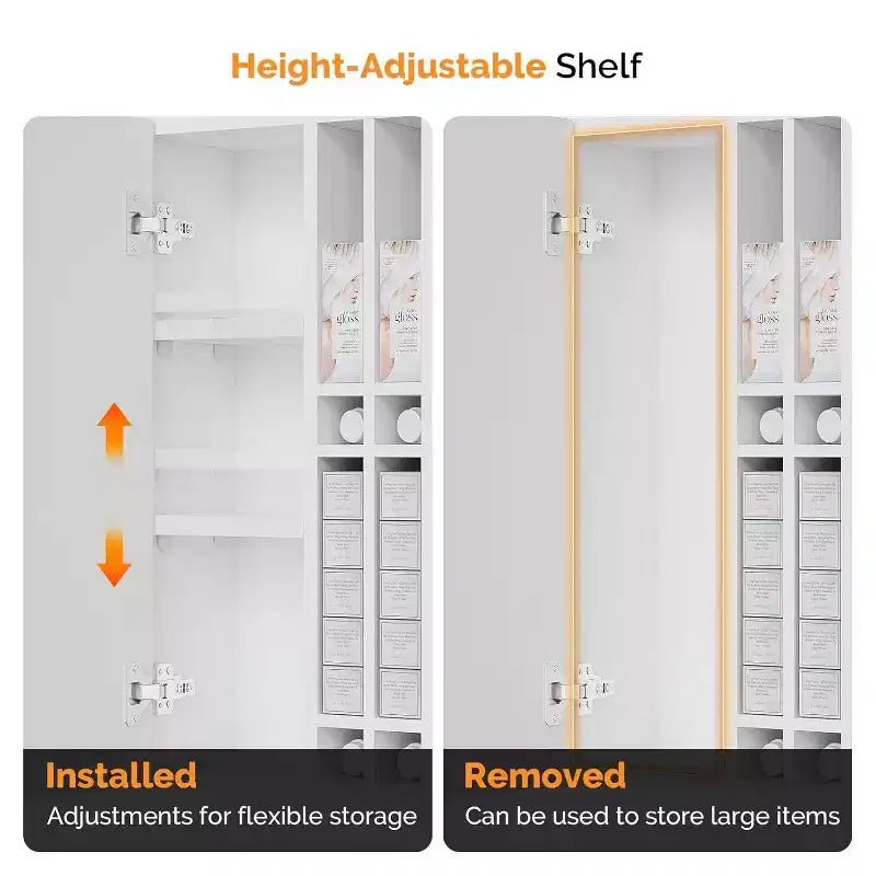 Hair Color Organizer Rack, Wall Mounted Adjustable Salon Storage Cabinet, Black
