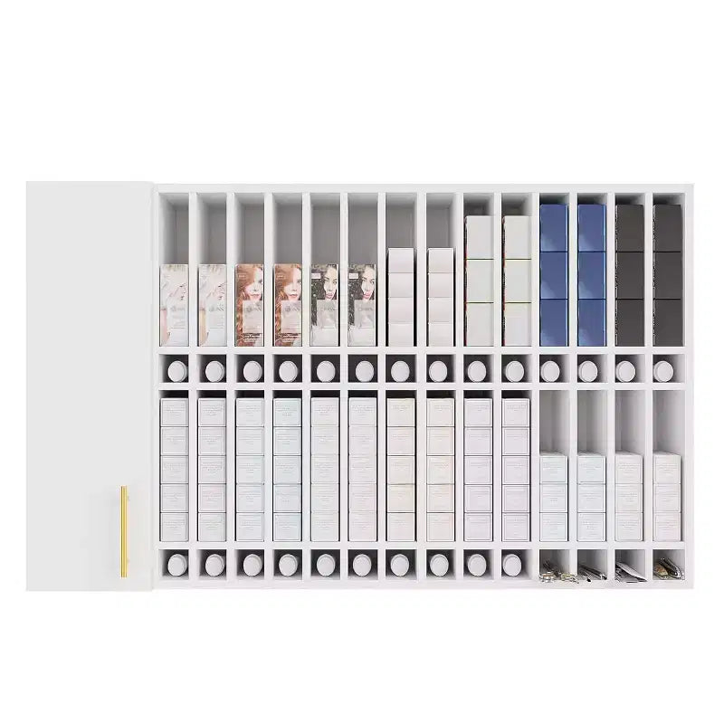 Hair Color Organizer Rack, Wall Mounted Adjustable Salon Storage Cabinet, Black