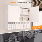 Hair Color Organizer Rack, Wall-Mounted Adjustable Shelves Salon Cabinet, White