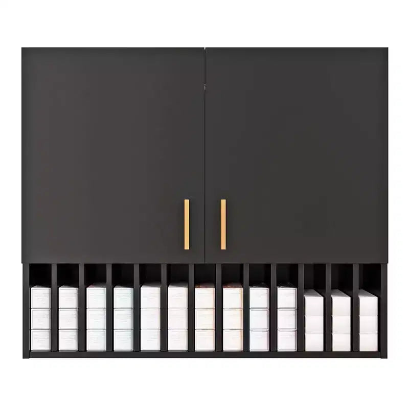 Hair Color Organizer Rack, Wall-Mounted Adjustable Shelves Salon Cabinet, White