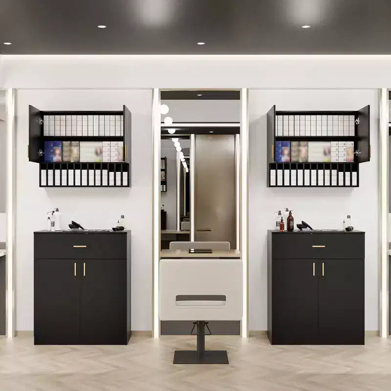 Hair Color Organizer Rack, Wall-Mounted Adjustable Shelves Salon Cabinet, White