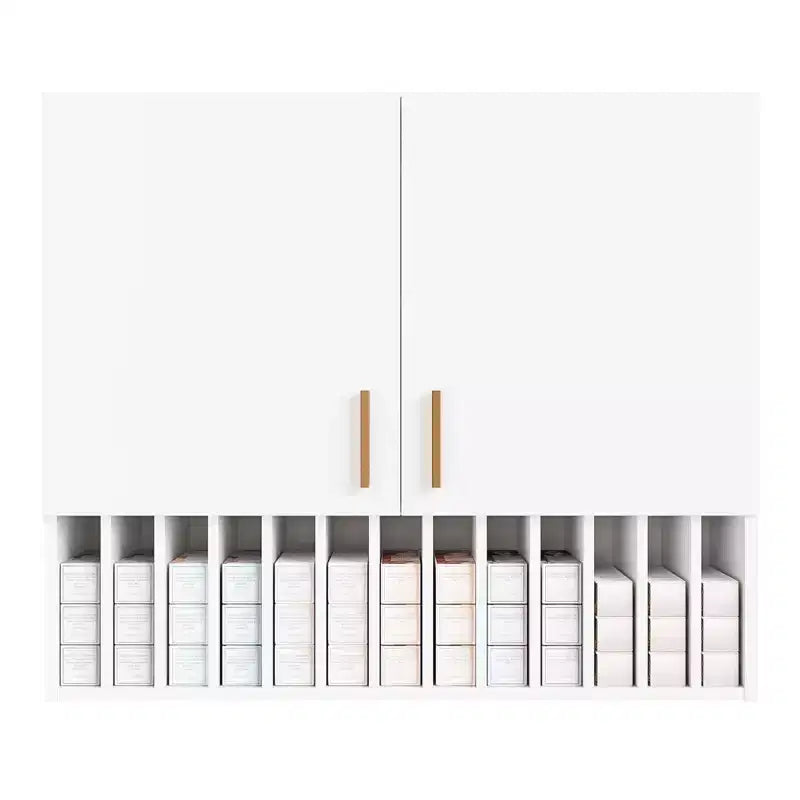 Hair Color Organizer Rack, Wall-Mounted Adjustable Shelves Salon Cabinet, White