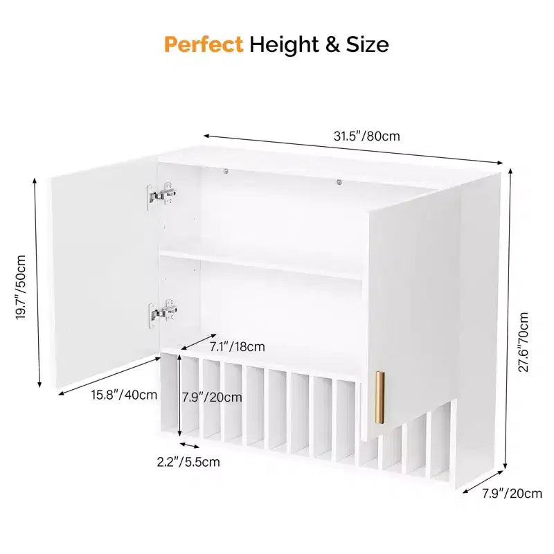 Hair Color Organizer Rack, Wall-Mounted Adjustable Shelves Salon Cabinet, White